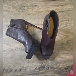 BCBGMaxAzria Elegant Brown Hasten Open-Toe Ankle Boots